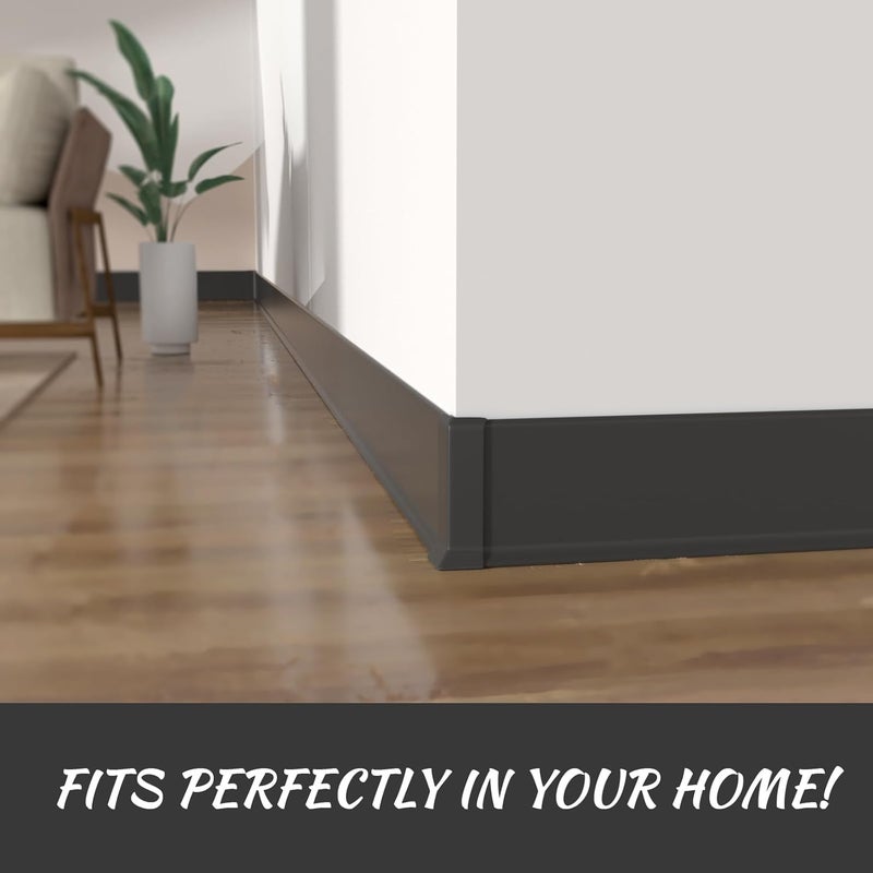COUKIU Self Adhesive Baseboard Corner Blocks, 6inch(Width)3 Inside + 3 Outside Corners-Connector Between The Wall Base Cove Base Rubber Moulding Trim, Perfect Match for Our S152 Baseboard(Black) - Image 5